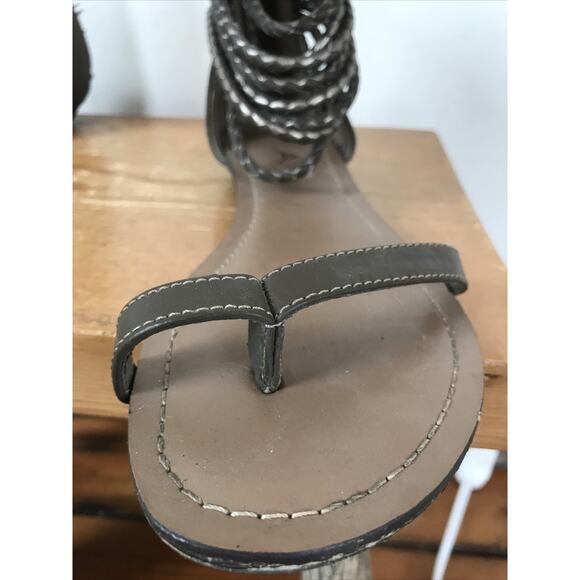 MIA Kios Synthetic Vegan Faux Leather Bronze Zip Up Gladiator Sandals 7 37.5 - Picture 2 of 8